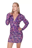 Sukienki - Trendyol Damska mini standardowa sukienka z dekoltem w serek, fioletowa, wielokolorowa, 38, Fioletowy, wielokolorowy, 64 - miniaturka - grafika 1