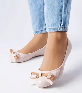 Beżowe balerinki zdobione kokardką Harlingen-41 - Baleriny - miniaturka - grafika 1