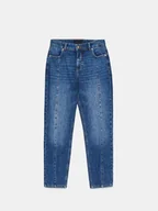 Spodnie damskie - Mohito - Jeansy mom slim - niebieski - miniaturka - grafika 1