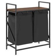 Kosze na bieliznę - Kosz na pranie z dwoma przegrodami i półką brązowy dąb A3-S13 - miniaturka - grafika 1