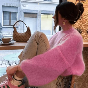 TEMU Damski Przytulny Sweter - Miękki Sweter z Okrągłym Dekoltem na Jesień/Zimę, Casualowy na Co Dzień i Elegancki - Szykowny do Biura, na Imprezę, - Swetry damskie - miniaturka - grafika 1