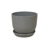 Donice - Doniczka Classic z podstawką 13,5 cm ceramiczna szara - miniaturka - grafika 1