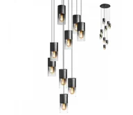 Lampy sufitowe - Redo 01-2027 - Żyrandol na lince IWI 9xE27/42W/230V czarny - miniaturka - grafika 1