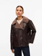 Kurtki damskie - Vero Moda Kurtka w kolorze brązowym ze skóry syntetycznej - miniaturka - grafika 1