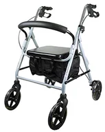 Chodziki - Mobiclinic®, Sofia, Rollator z 4 kółkami, chodzik dla osób starszych i niepełnosprawnych, pomoc przy chodzeniu, chodzik, aluminium, lekki, składany, kosz z materiału, siedzisko, szary - miniaturka - grafika 1