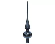 Ozdoby bożonarodzeniowe - Czubek Szpic na choinkę szklany choinkowy granatowy błyszczący 26cm - miniaturka - grafika 1