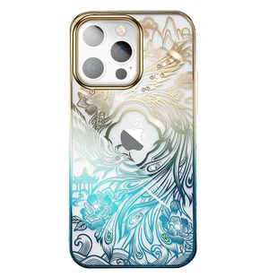 Kingxbar Phoenix Series luksusowe etui z Kryształami Swarovskiego na iPhone 13 Pro Max złoto-niebieski (Reborn) - Etui i futerały do telefonów - miniaturka - grafika 1