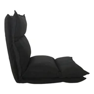 Fotele - Rebecca Mobili Futon Fotel podłogowy Czarny metal zamszowy Rozkładany Oszczędność miejsca Salon Ganek - miniaturka - grafika 1
