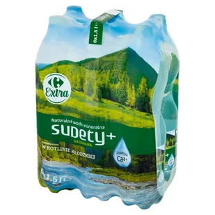 Carrefour Extra Sudety+ Naturalna woda mineralna gazowana 6 x 1,5 l - Woda - miniaturka - grafika 1