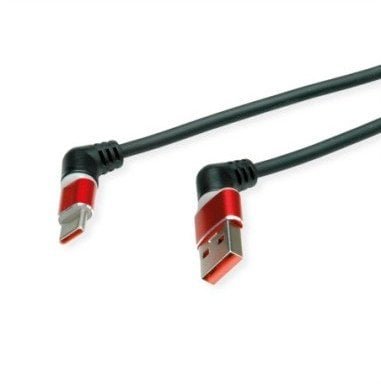 ROLINE Obrotowy kabel USB 2.0 360°, C - A, M/M, 60W, czerwono-czarny, 2 m