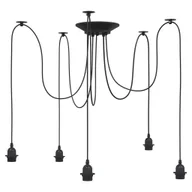 Lampy ogrodowe - vidaXL Lampa wisząca z 5 uchwytami na żarówki E27 Czarny metal - miniaturka - grafika 1