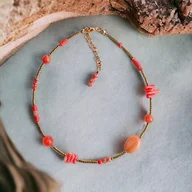 Naszyjniki - Naszyjnik ORANGE : choker : summer collection : POMARAŃCZOWY NASZYJNIK - miniaturka - grafika 1