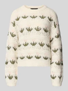 Sweter z dzianiny o kroju regular fit z ażurowym wzorem model ‘IDELLE’ - Swetry damskie - miniaturka - grafika 1