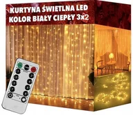 Girlandy - Kurtyna Świetlna B.ciepła 200 Led Usb 3x2M Sople Na Okno Choinke Pilot - miniaturka - grafika 1