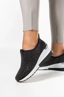 Czarne półbuty damskie sneakersy na koturnie z nitami Casu 2088 - Półbuty damskie - miniaturka - grafika 1