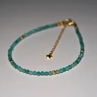 Bransoletki - Bransoletka na nogę Szmaragd Jasny 3mm - Crystals Break - miniaturka - grafika 1