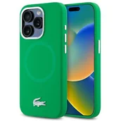 Etui i futerały do telefonów - Etui LACOSTE Silicone Croco Logo MagSafe do Apple iPhone 15 Pro Zielony - miniaturka - grafika 1
