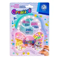 Prace ręczne dla dzieci - Zestaw koralików Motyl 250szt + 2m gumek ASTRA - ASTRA papiernicze - miniaturka - grafika 1