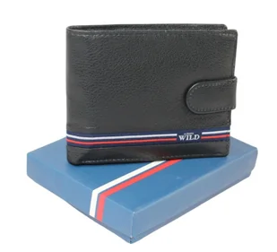 Portfel Męski Skórzany WILD Skóra Licowa Duży Poziomy Z Zapięciem RFID N992L 12,5 x 9,5 x 2 [cm] - Portfele - miniaturka - grafika 1