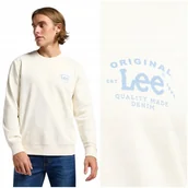 Bluzy damskie - Lee CREW SWEATSHIRT Ecru bawełniana kremowa bluza z małym logo REGULAR XXL - LEE - miniaturka - grafika 1