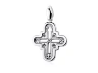 Biżuteria religijna - Valerio.pl Elegancki rodowany srebrny krzyżyk krzyż lednicki srebro 925 KKS0021R KKS0021R - miniaturka - grafika 1