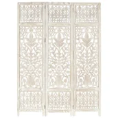 Parawany - Parawan VidaXL, 3-panelowy, rzeźbiony, biały, drewno mango, 120x165 cm - miniaturka - grafika 1