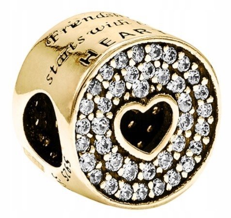 Złoty Charms Serce Serduszko Koralik z Sercem Love Miłość SREBRO 925