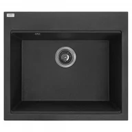 Zlewozmywaki - Laveo SBT 710Y Zlewozmywak granitowy1 komoraWymiary 500x570x200 mm Wymiar szafki 600 mmWyko$523czenie czarnyW zestawie z syfonem Space Saving i korkiem klik klak - miniaturka - grafika 1