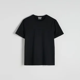 Reserved - Gładki t-shirt z lyocellem - Czarny - Koszulki męskie - miniaturka - grafika 1