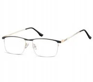 Okulary korekcyjne, oprawki, szkła - Sunoptic Okulary zerówki korekcyjne Prostokątne Żyłkowe 892 czarno-złote - miniaturka - grafika 1