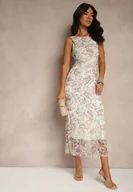 Sukienki - Biała Sukienka Typu Bodycon w Kwiatowy Wzór Melavela - miniaturka - grafika 1