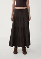 Spódnice - Stradivarius Długa spódnica z dzianiny o luźnym kroju Brązowy L - miniaturka - grafika 1