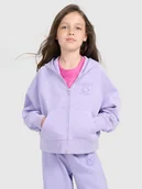 Bluzy dla dziewczynek - 4F Bluza dresowa rozpinana z kapturem dziewczęca - fioletowa 122 (6-7 lat) - miniaturka - grafika 1