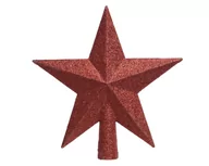 Ozdoby bożonarodzeniowe - Gwiazda czubek na choinkę 19cm czerwona brokatowa - miniaturka - grafika 1