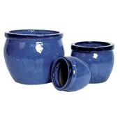 Donice - Donica szkliwiona Ø21 x 16 cm niebieski - miniaturka - grafika 1