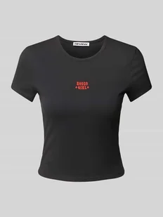 T-shirt z wyhaftowanym logo - Koszulki i topy damskie - miniaturka - grafika 1
