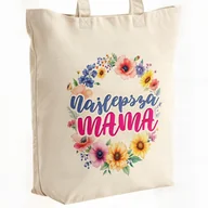 Torby i wózki na zakupy - Torba bawełniana premium na zakupy Dzień Matki Prezent Najlepsza Mama - miniaturka - grafika 1