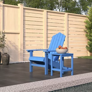 Lumarko Krzesło ogrodowe ze stolikiem, HDPE, niebieskie - Fotele i krzesła ogrodowe - miniaturka - grafika 1