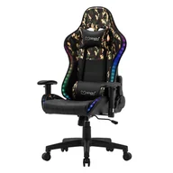 Fotele gamingowe - Fotel Gamingowy Z Oświetleniem Rgb I Modułami Bluetooth Czarny/Kamuflaż Z Imitacji Skóry Ml-Design - miniaturka - grafika 1