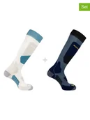Skarpetki męskie - SALOMON Skarpety narciarskie (2 pary) "Access" w kolorze niebiesko-kremowym - miniaturka - grafika 1
