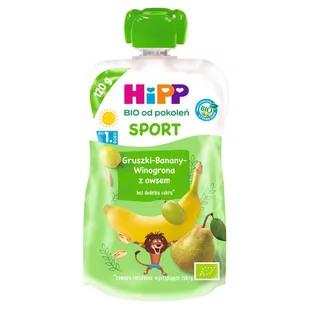 Hipp Sport Gruszki-Banany-Winogrona z owsem Mus owocowy po 1. roku - Desery dla dzieci - miniaturka - grafika 2