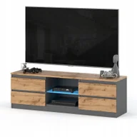 Szafki RTV - Szafka Rtv 138cm Stolik pod Tv Komoda stojąca 4 szuflady Antracyt/dąb Wotan - miniaturka - grafika 1