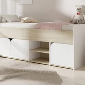 Łóżka - Łóżko 90 x 190 cm z ze skrzynią - Kolor: Naturalny i biały - LOSTYA - miniaturka - grafika 1