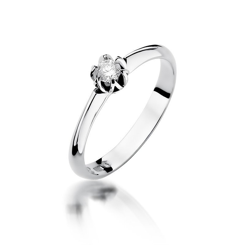 Pierścionek białe złoto Au 585 z diamentem 0,10ct rozmiar 16