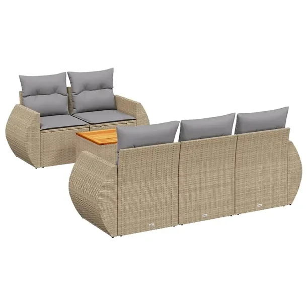 Beżowy zestaw mebli ogrodowych z rattanem PE, wymiary 55 x 62 x 69 cm