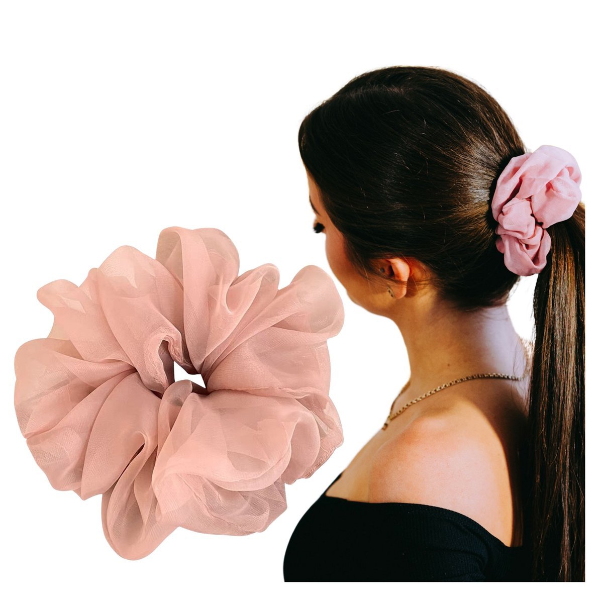 Gumka do Włosów Różowa Duża Puszysta Frotka Scrunchie Oversize Wygodna