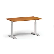 Stoły i stoliki do biura - Stół z regulacją wysokości, elektryczny, 675-1325 mm, blat 1400x800 mm, podstawa biała, czereśnia - miniaturka - grafika 1