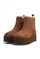 Śniegowce damskie - Guess Śniegowce Damskie Skóra Naturalna z Kożuszkiem Brązowe 36 Gna - miniaturka - grafika 1