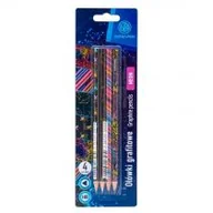 Przybory szkolne - Astra Ołówki grafitowe trójkątne HB neon/cats 4 szt. - miniaturka - grafika 1