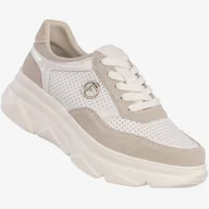 Półbuty damskie - Sneakersy Damskie Skórzane Buty Na Platformie Sportowe Półbuty Białe Filippo Biały 40 - miniaturka - grafika 1